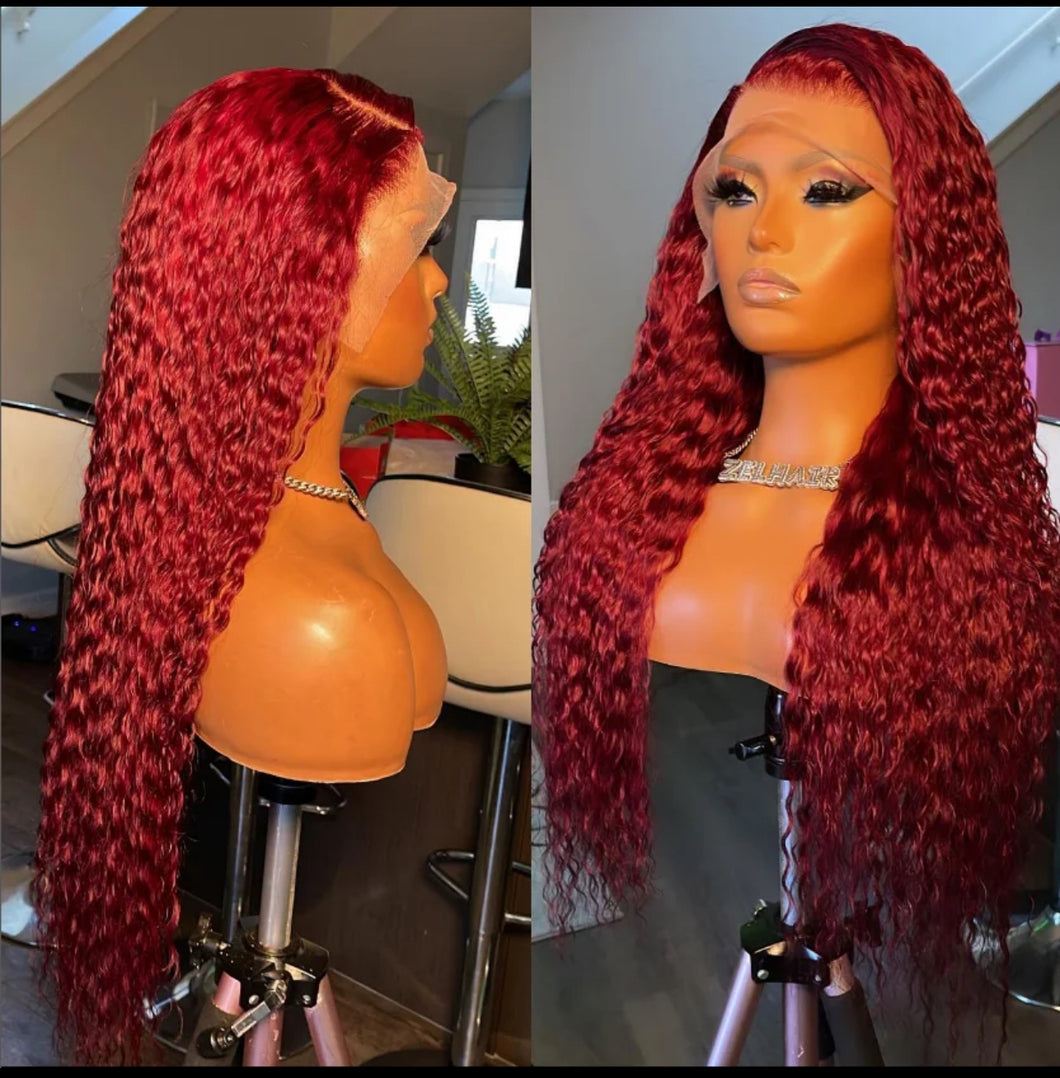 La red Curly wig